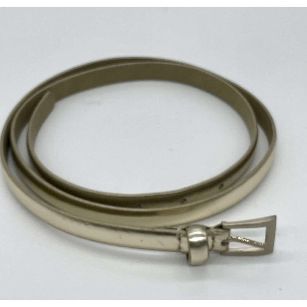 Talbots Womens Thin Gold Leather Belt XL Faux Leather Party Preppy Career New